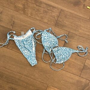 SHEIN Blue and White Bikini Set